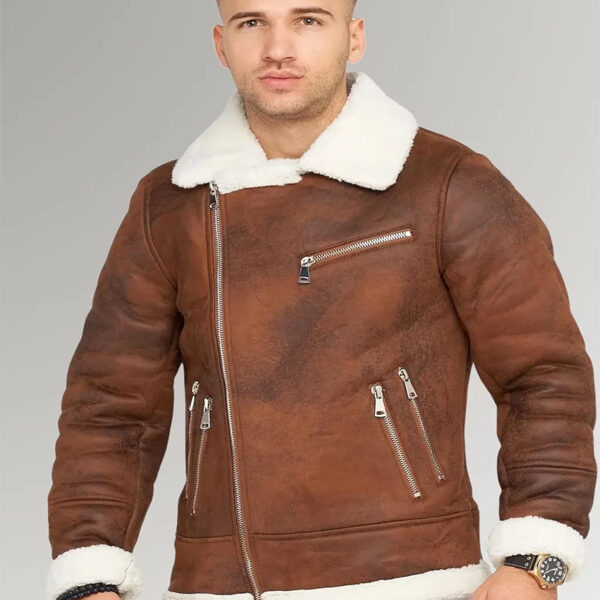 Bennett Men’s Bomber Leather Zipper Jacket With Fashionable Collar