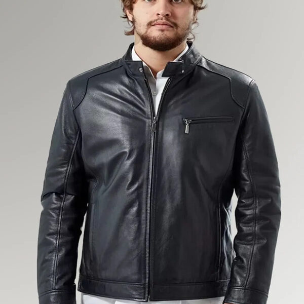 Mitchell Men’s Black Classic Biker Leather Jacket
