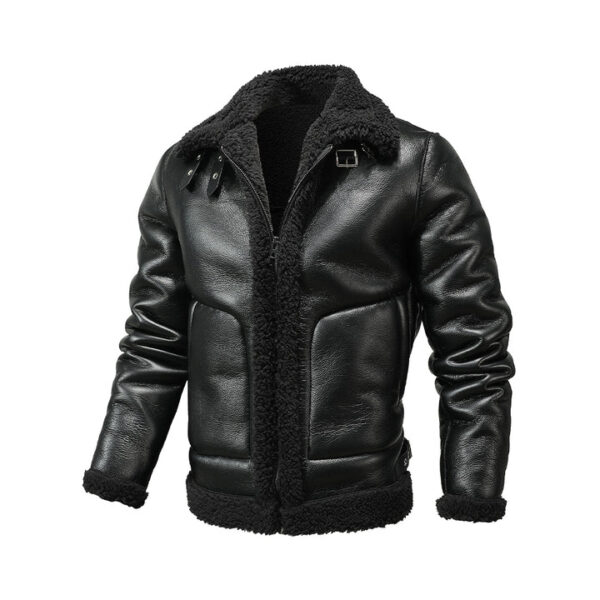 Men's Shearling Winter Original Leather Jacket - Front