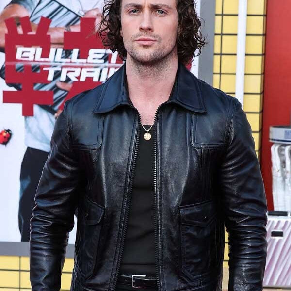 Aaron Taylor Black Leather Jacket