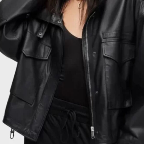 Black Oversized Leather Women Jacket