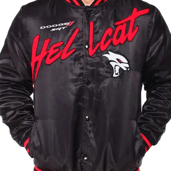 Dodge Hellcat Flame Black Varsity Jacket