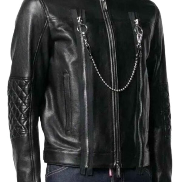 Mens Black Soft Leather Biker Jacket