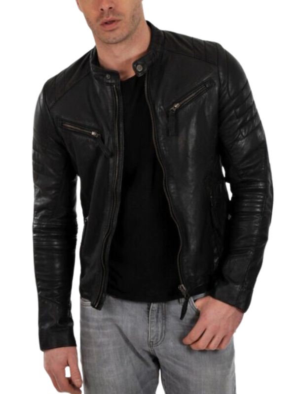 Men’s Genuine Lambskin Leather Motorcycle Jacket