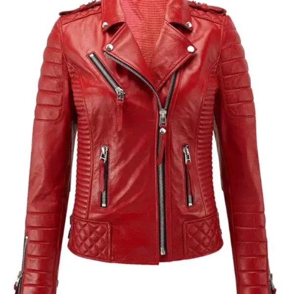 Red Real Leather Biker Jacket