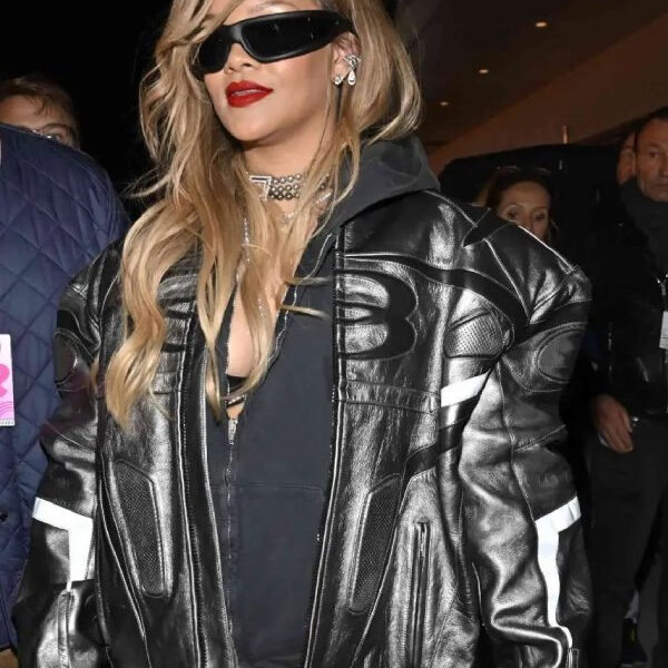 Rihanna F1 Grand Prix Black Leather Jacket
