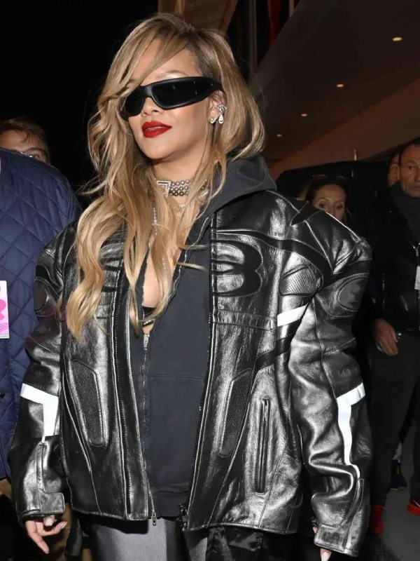 Rihanna F1 Grand Prix Black Leather Jacket