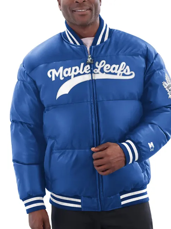 Toronto Maple Leafs Blue Puffer Bomber Jacket