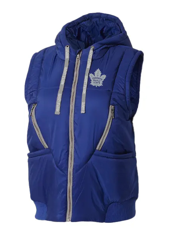 Toronto Maple Leafs Blue Hooded Puffer Vest