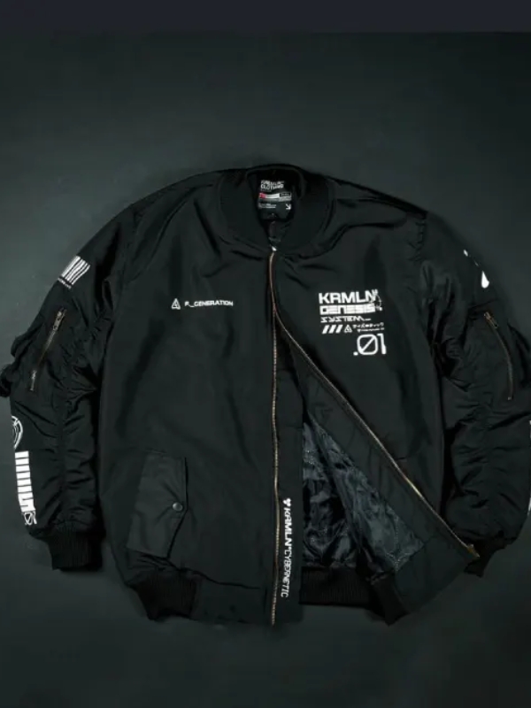 Unisex Techwear Black Bomber Jacket