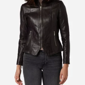 Brown Leather Biker Jacket Womens