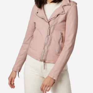 Rose Pink Leather Jacket