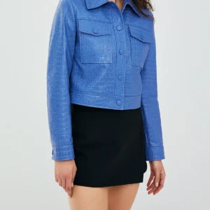 Women’s Blue Leather Jacket