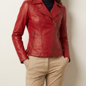 Women Dark Red Leather Jacket – Valencia